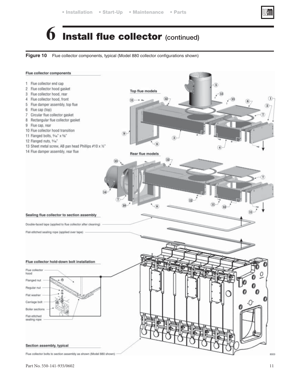 Install flue collector | Weil-McLain 80 User Manual | Page 11 / 40