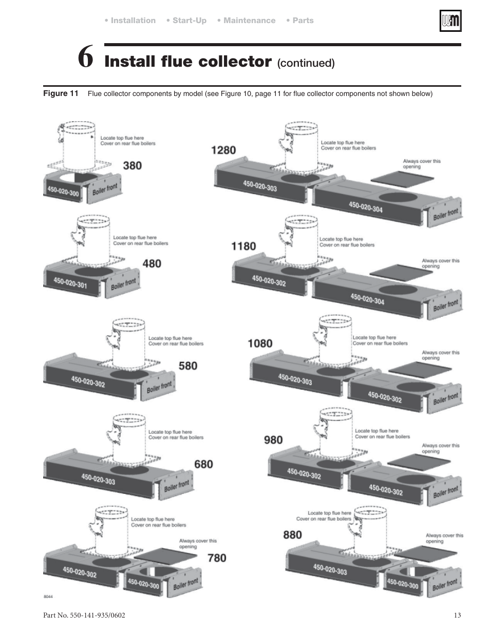 Install flue collector | Weil-McLain 80 User Manual | Page 13 / 40