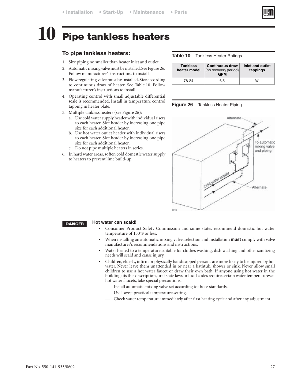 Pipe tankless heaters | Weil-McLain 80 User Manual | Page 27 / 40