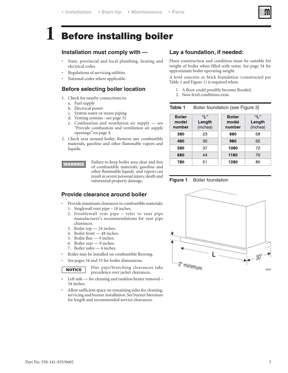 Before installing boiler | Weil-McLain 80 User Manual | Page 3 / 40