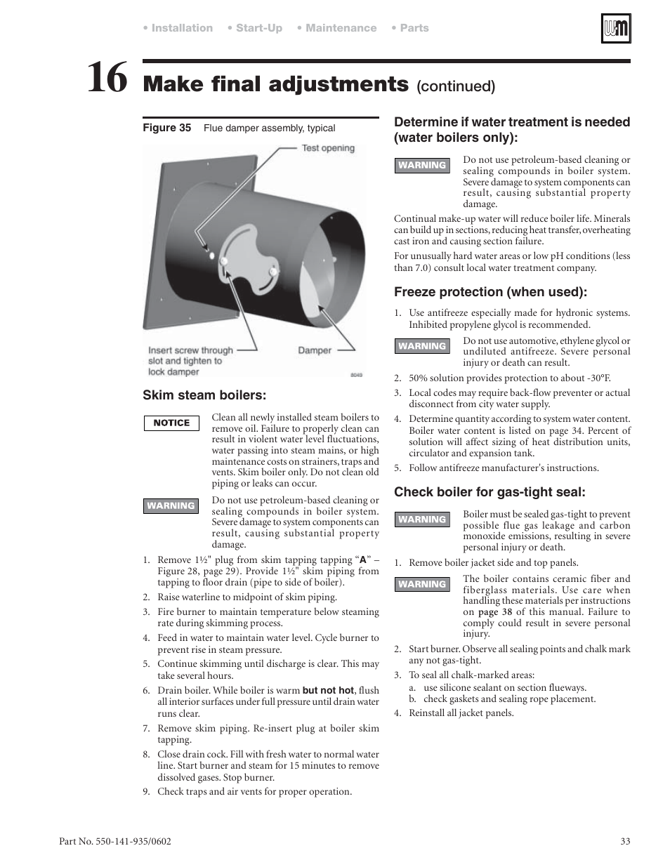 Make final adjustments, Continued) | Weil-McLain 80 User Manual | Page 33 / 40