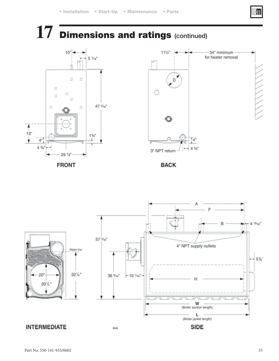 Dimensions and ratings | Weil-McLain 80 User Manual | Page 35 / 40