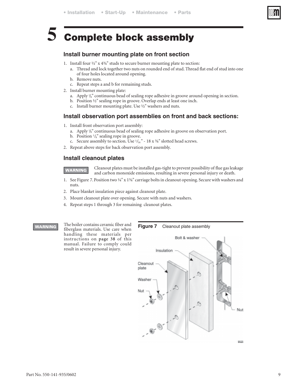 Complete block assembly | Weil-McLain 80 User Manual | Page 9 / 40