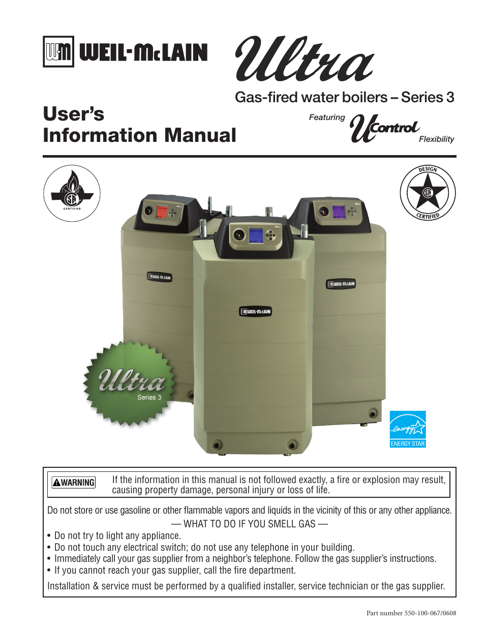 Weil-McLain ULTRA 550-100-067/0608 User Manual | 12 pages