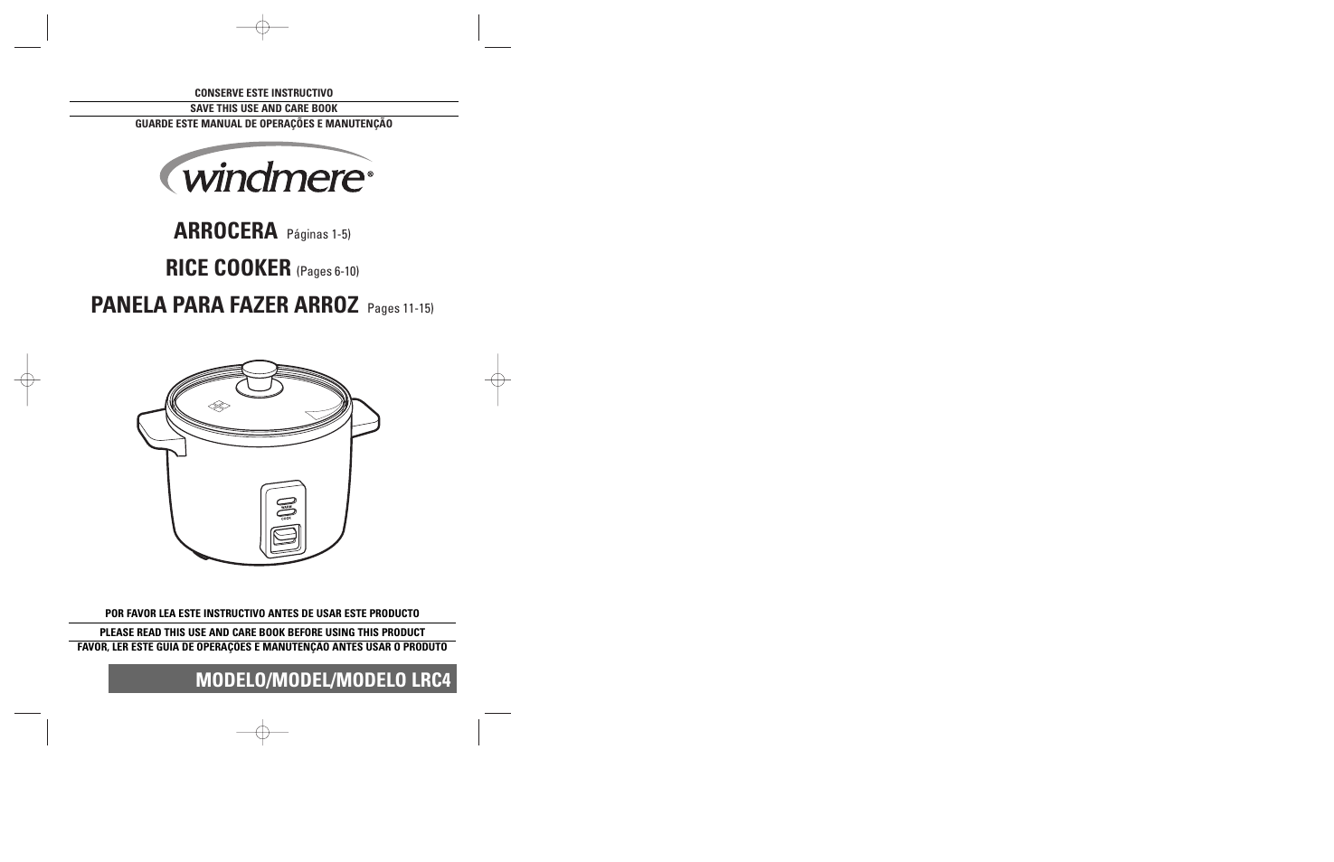Windmere LRC4 User Manual | 11 pages