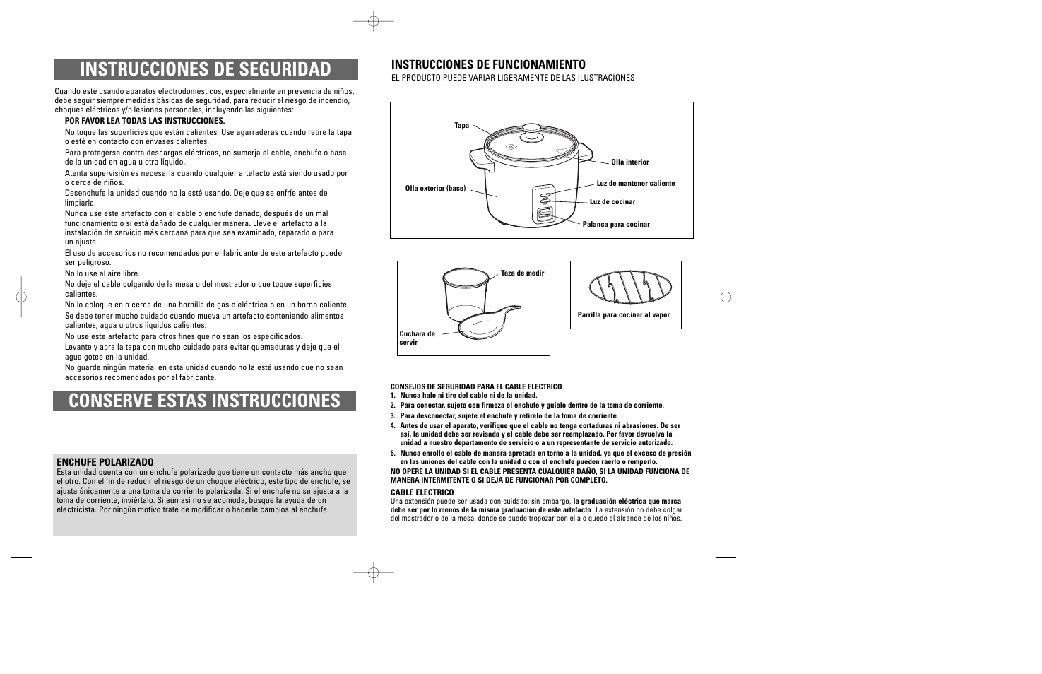 Instrucciones de funcionamiento | Windmere LRC4 User Manual | Page 2 / 11