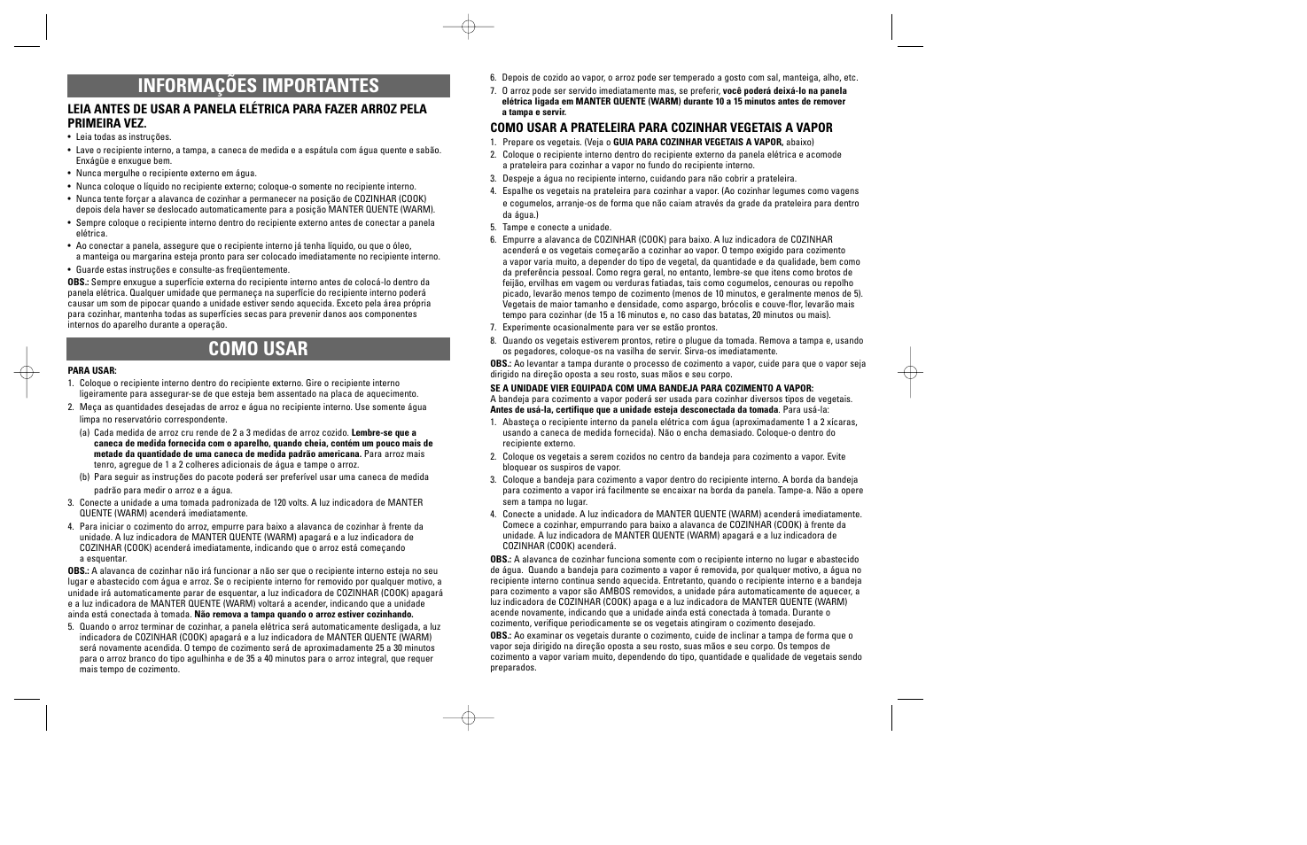 Como usar informações importantes | Windmere LRC4 User Manual | Page 8 / 11