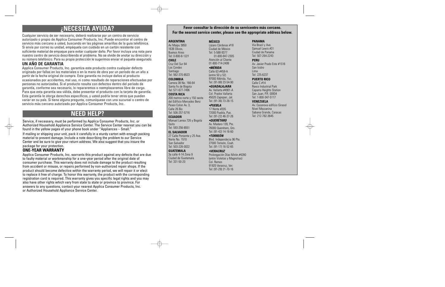 Necesita ayuda? need help | Windmere GG400 User Manual | Page 16 / 17