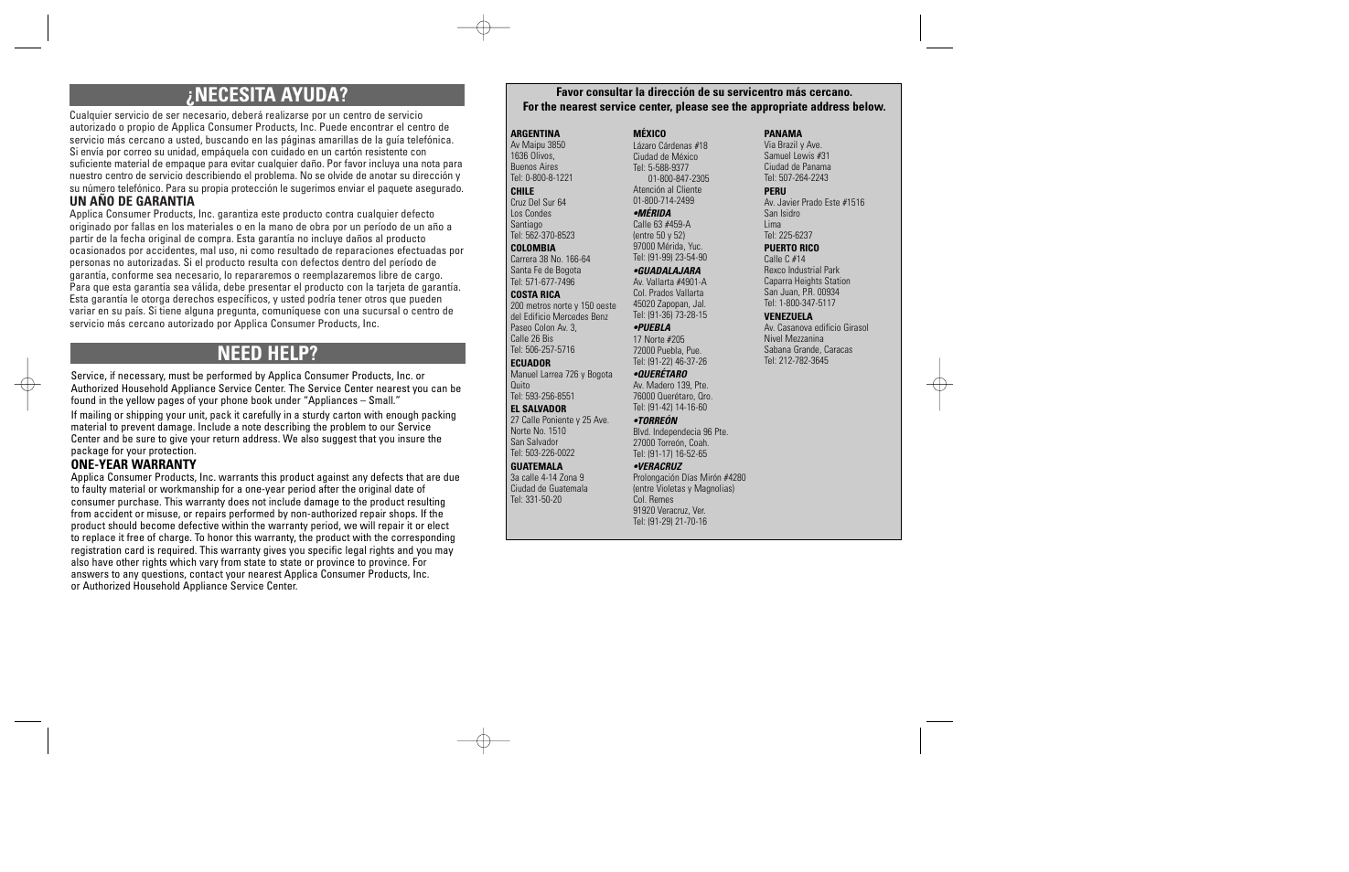 Necesita ayuda? need help | Windmere TO2000 User Manual | Page 14 / 15