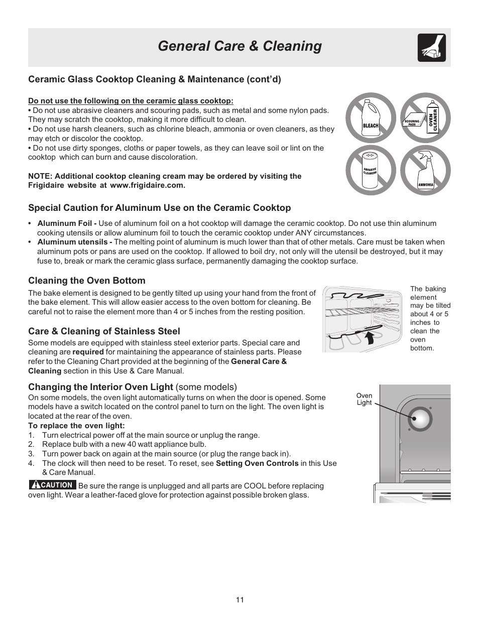 General care & cleaning | White-Westinghouse ES100 User Manual | Page 11 / 16