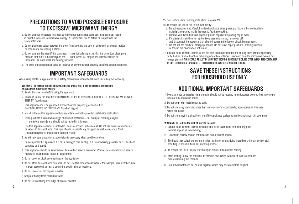 Save these instructions for household use only | White-Westinghouse WST3506SB User Manual | Page 3 / 36