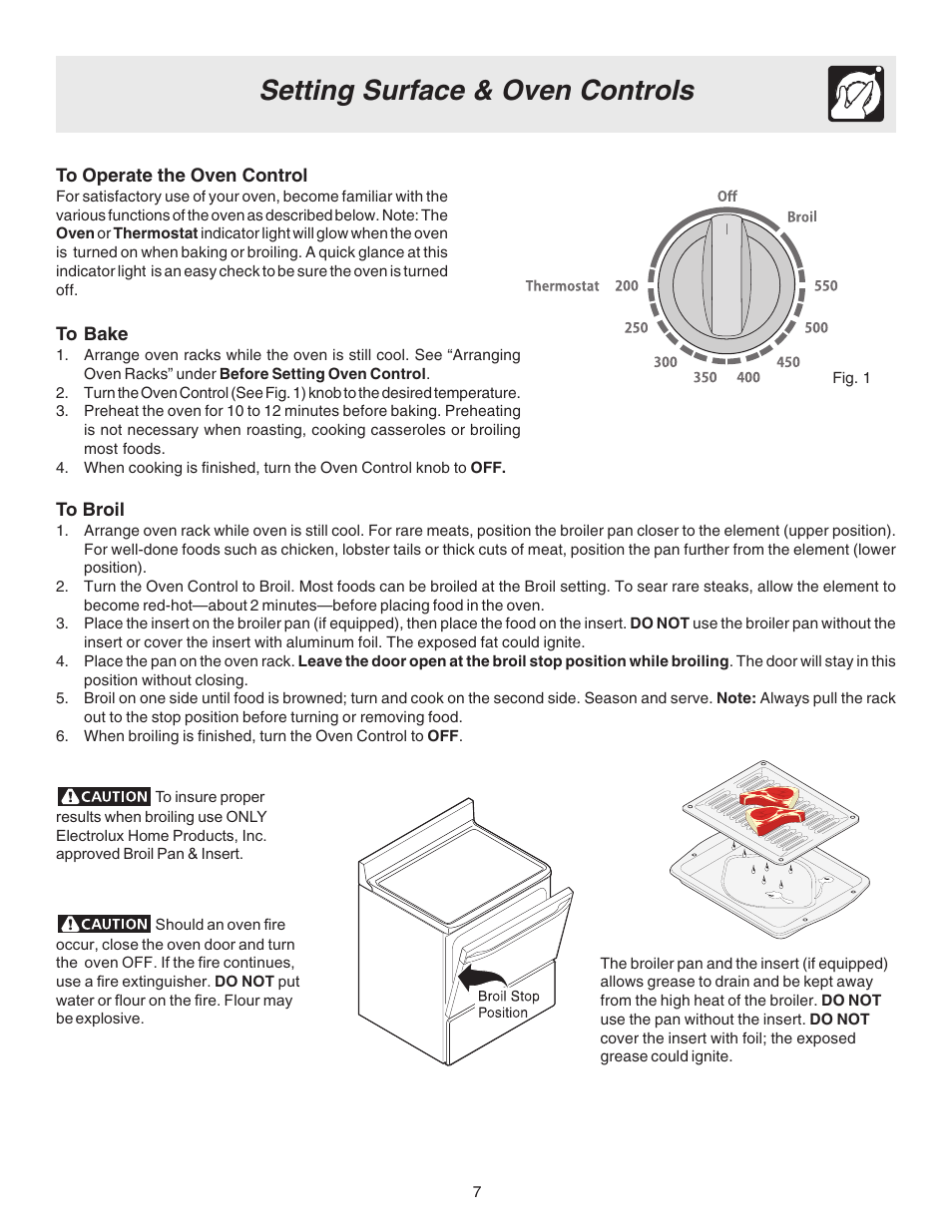 Setting surface & oven controls | White-Westinghouse 316257134 (0809) User Manual | Page 7 / 12