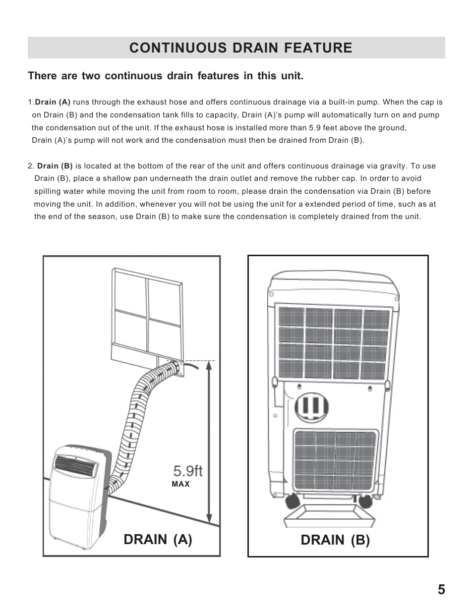 Continuous drain feature drain (a) drain (b) | WindChaser Products PACR12 User Manual | Page 7 / 16