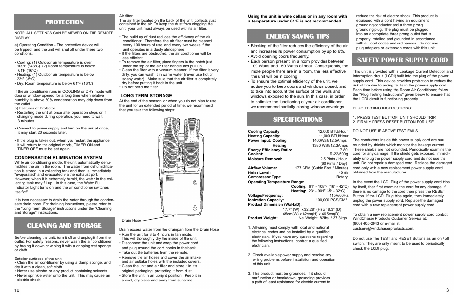 Cleaning and storage protection | WindChaser Products PACRWC-HP User Manual | Page 5 / 8