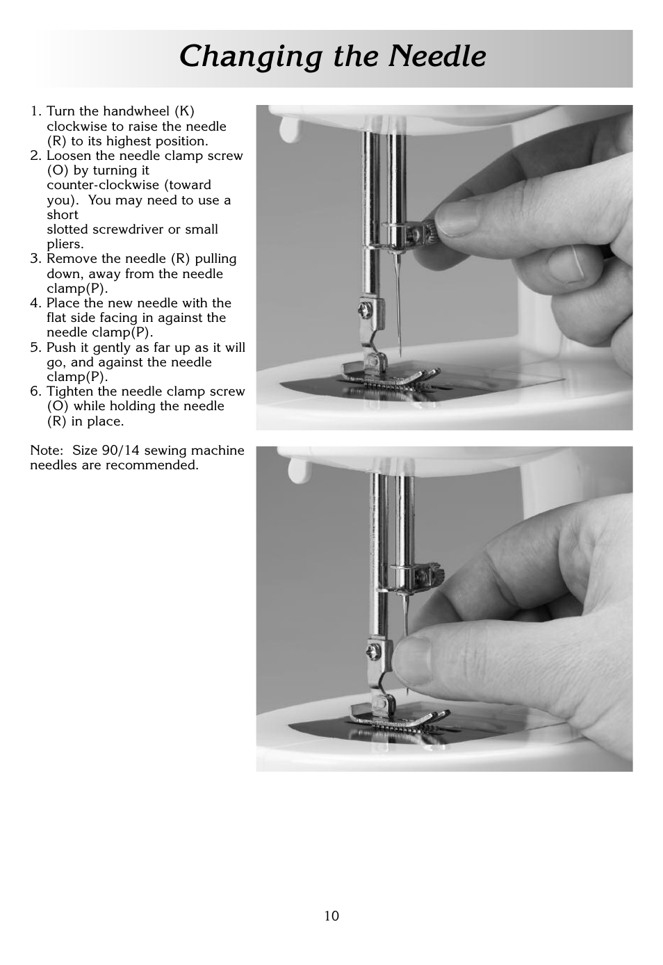 Changing the needle | White SEW E-Z W338 User Manual | Page 10 / 12