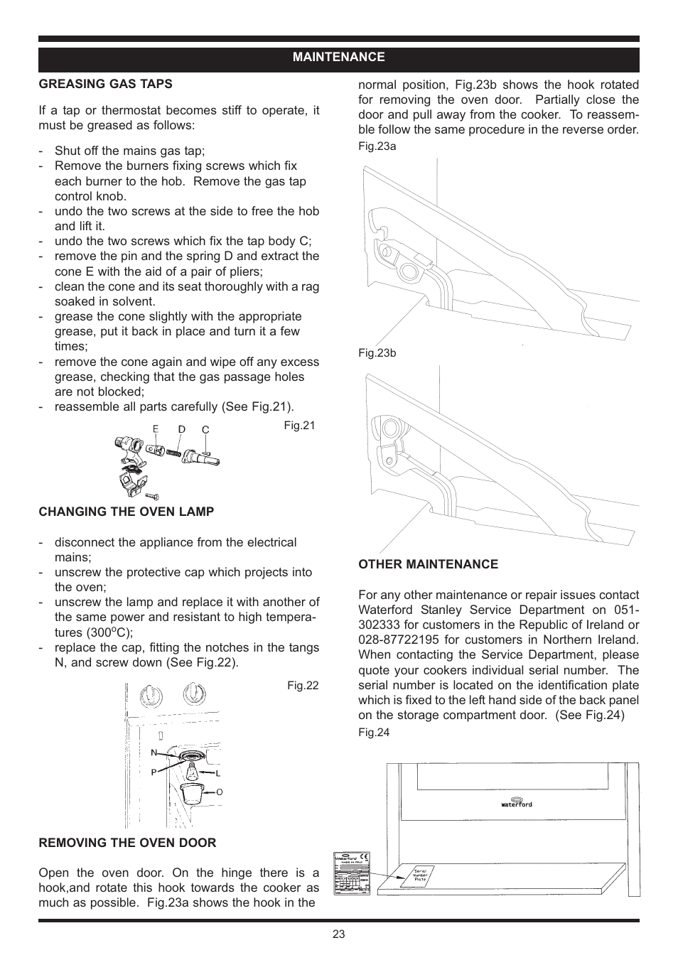 Waterford Appliances Stainless Stell Cooker User Manual | Page 23 / 24