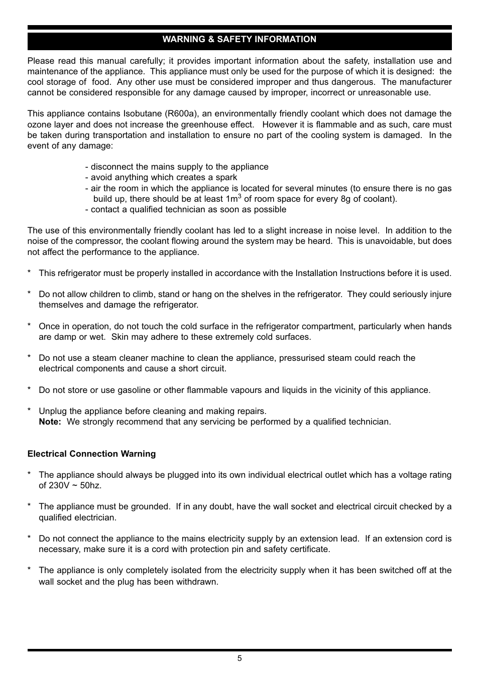 Waterford Appliances Free Standing Refrigerator User Manual | Page 6 / 16