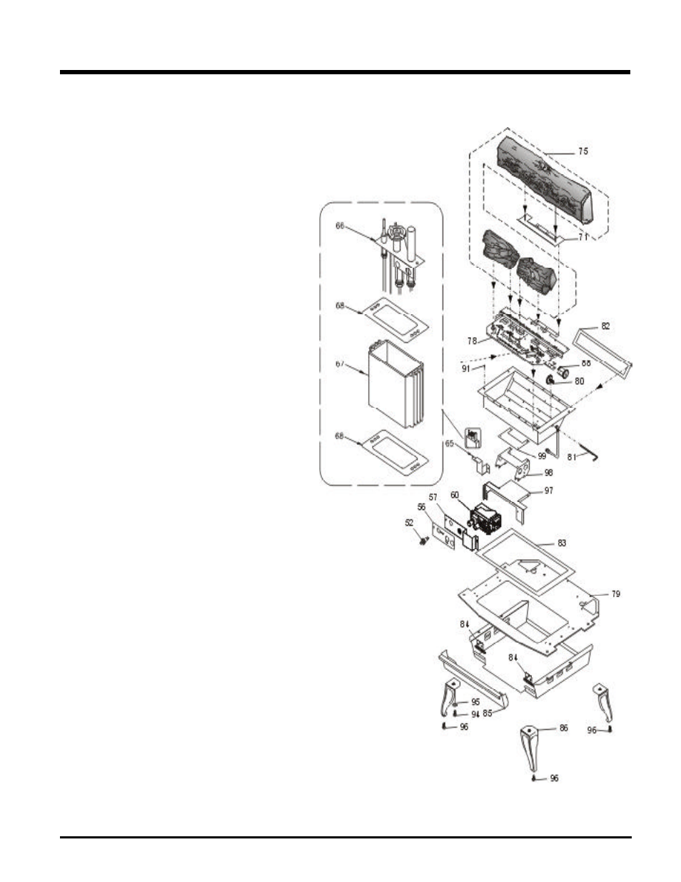 Parts list, Burner & log assembly | Waterford Appliances E65-NG1 User Manual | Page 35 / 40