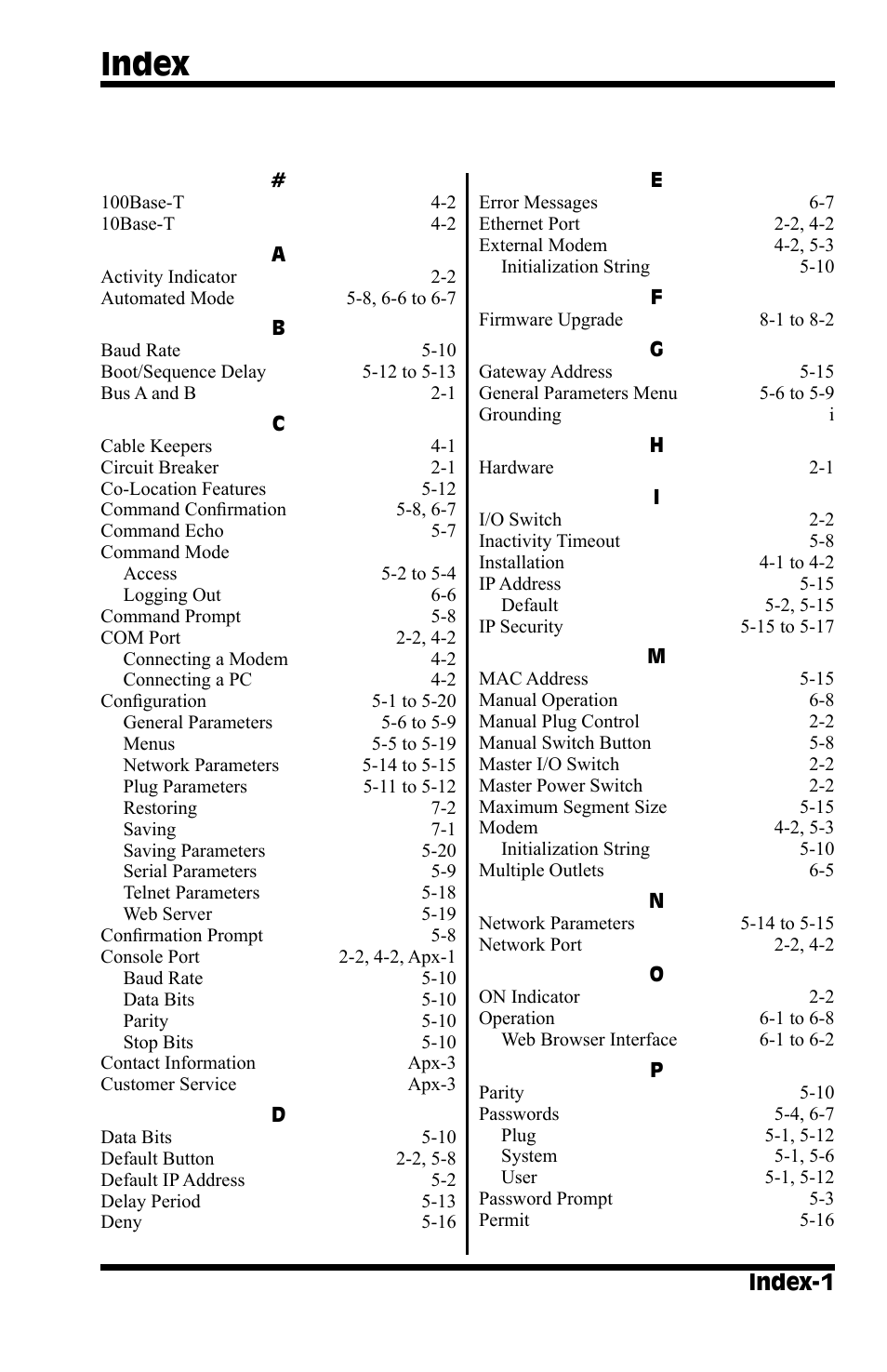 Index, Index-1 | Western Telematic IPS-800 User Manual | Page 55 / 60