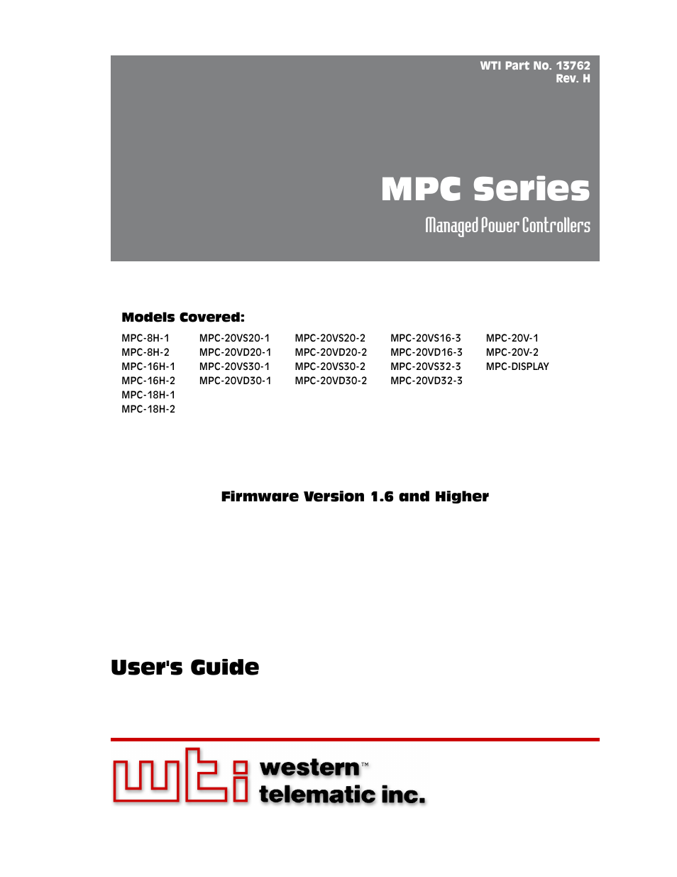 Western Telematic MPC-20VS16-3 User Manual | 216 pages