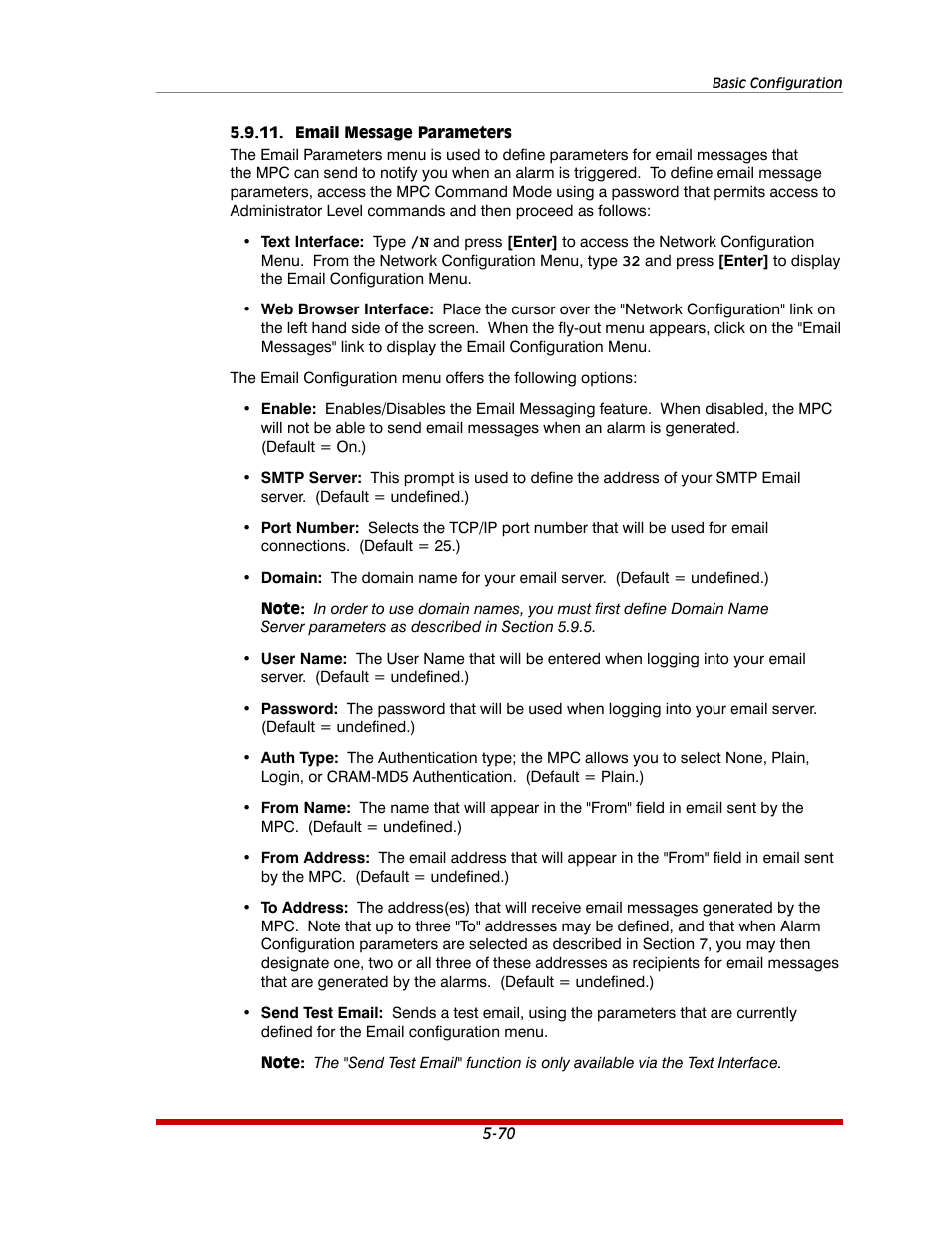Email message parameters -70 | Western Telematic MPC-20VS16-3 User Manual | Page 101 / 216