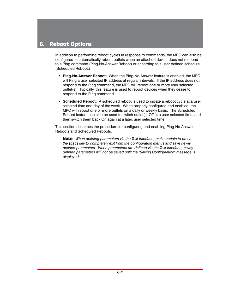 Reboot options -1, Reboot options | Western Telematic MPC-20VS16-3 User Manual | Page 103 / 216