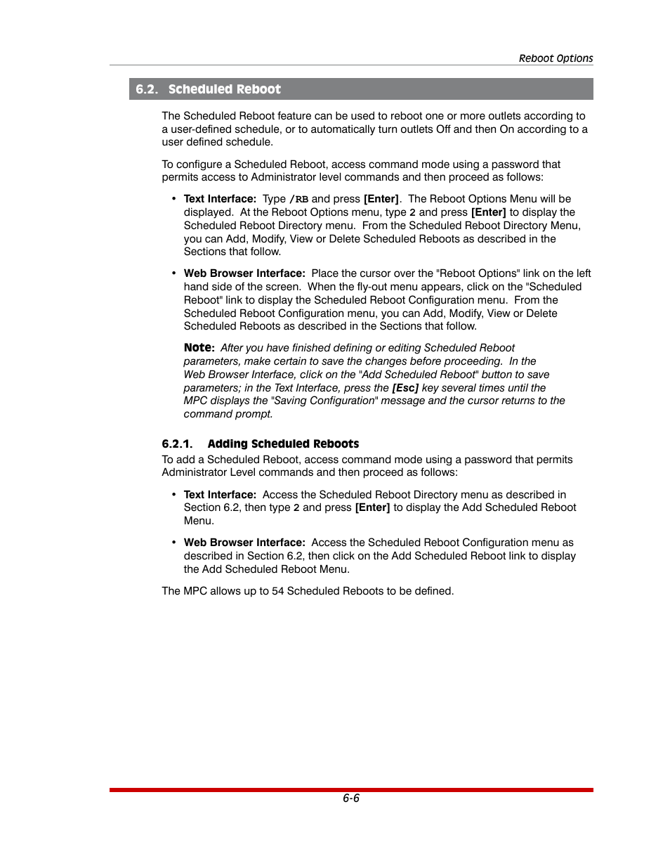 Scheduled reboot -6, Adding scheduled reboots -6 | Western Telematic MPC-20VS16-3 User Manual | Page 108 / 216