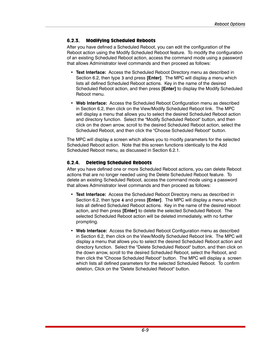 Modifying scheduled reboots -9, Deleting scheduled reboots -9 | Western Telematic MPC-20VS16-3 User Manual | Page 111 / 216