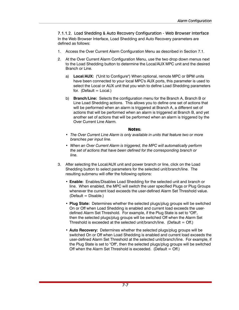 Load shedding & auto recovery configuration, Web browser interface -7 | Western Telematic MPC-20VS16-3 User Manual | Page 118 / 216
