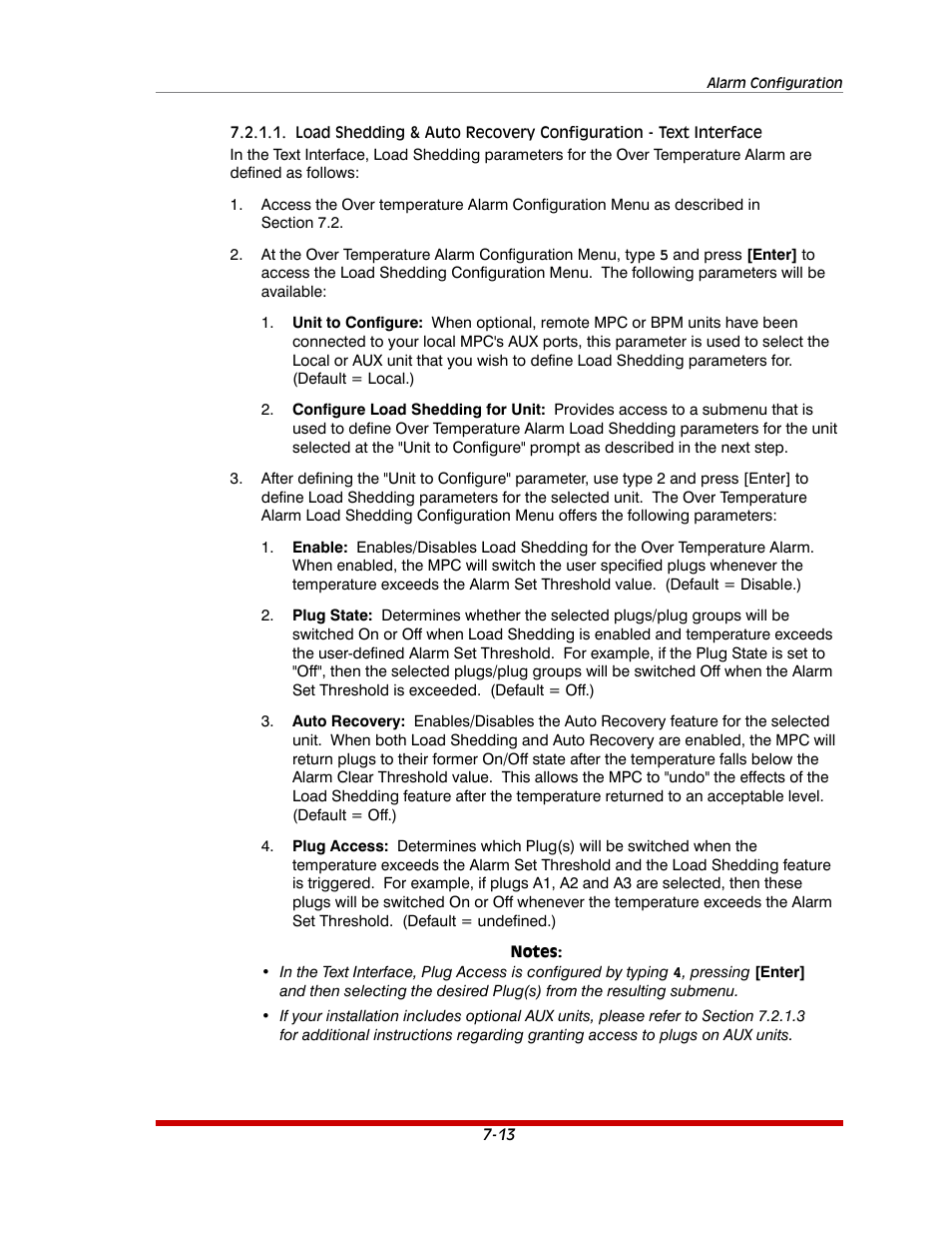 Load shedding & auto recovery configuration, Text interface -13 | Western Telematic MPC-20VS16-3 User Manual | Page 124 / 216