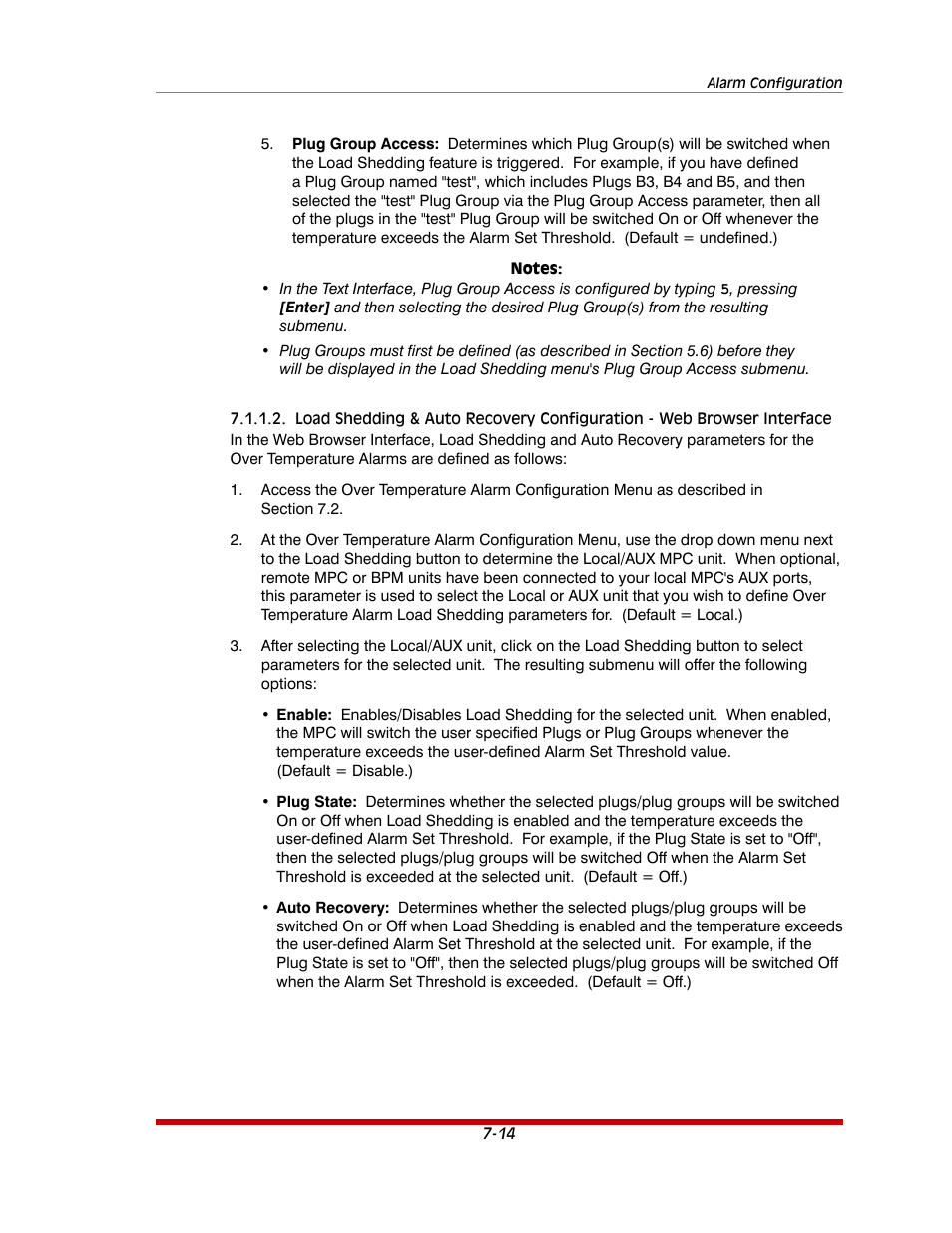 Load shedding & auto recovery configuration, Web browser interface -14 | Western Telematic MPC-20VS16-3 User Manual | Page 125 / 216