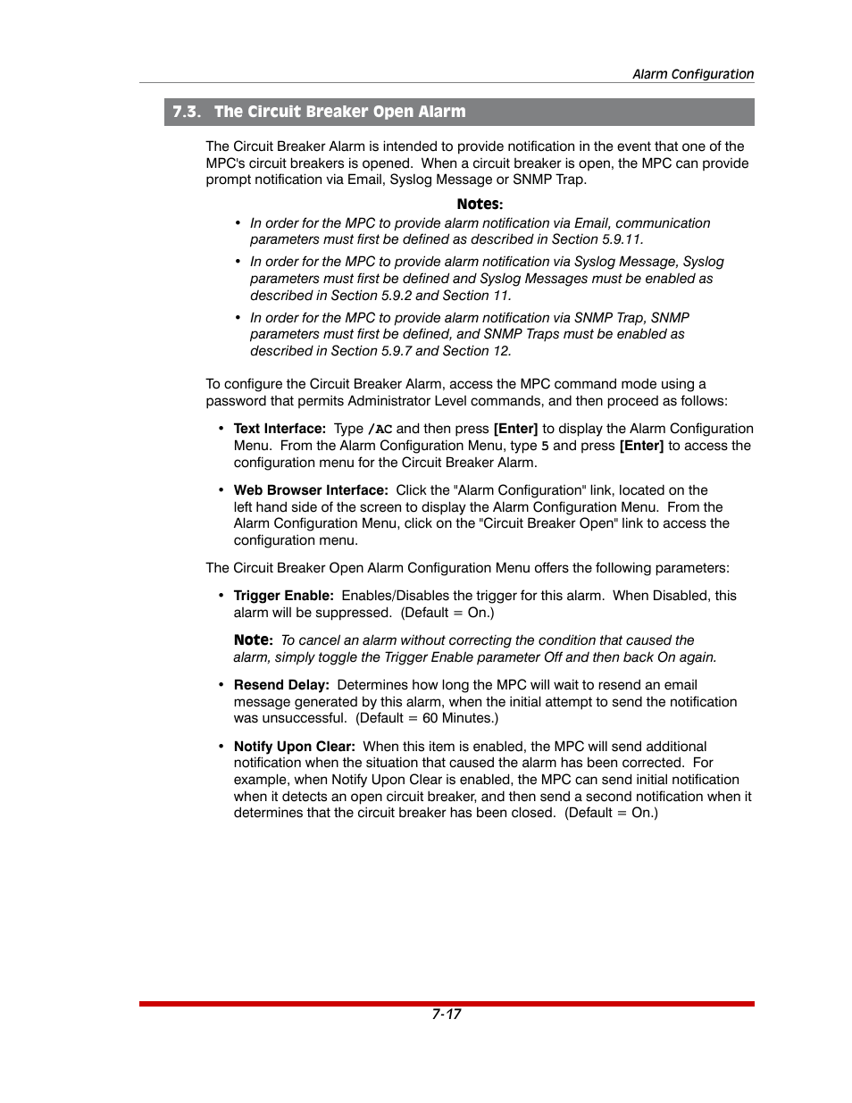 The circuit breaker open alarm -17 | Western Telematic MPC-20VS16-3 User Manual | Page 128 / 216