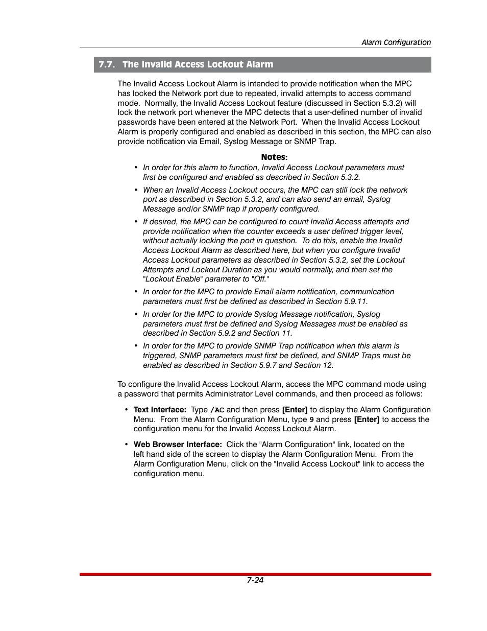 The invalid access lockout alarm -24 | Western Telematic MPC-20VS16-3 User Manual | Page 135 / 216