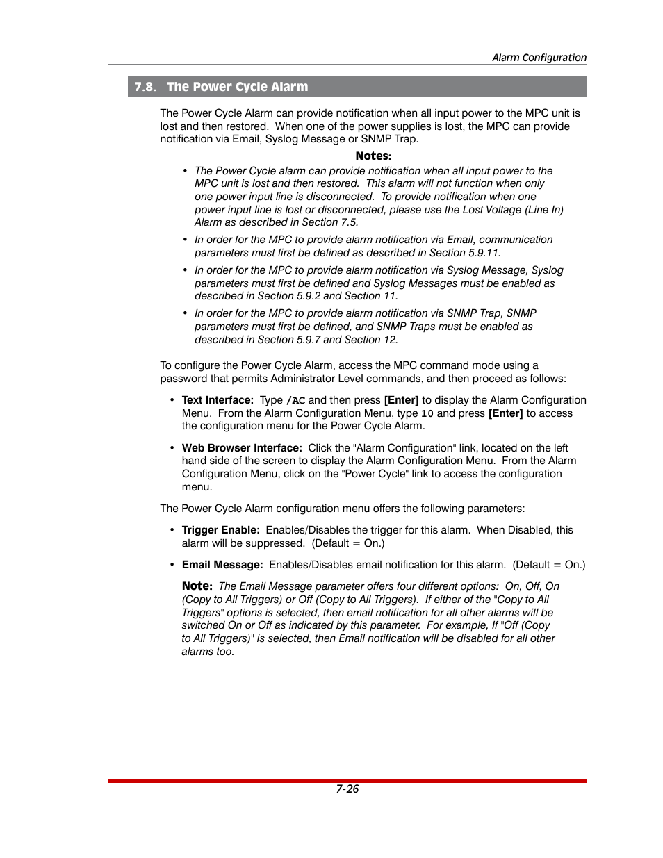 The power cycle alarm -26 | Western Telematic MPC-20VS16-3 User Manual | Page 137 / 216