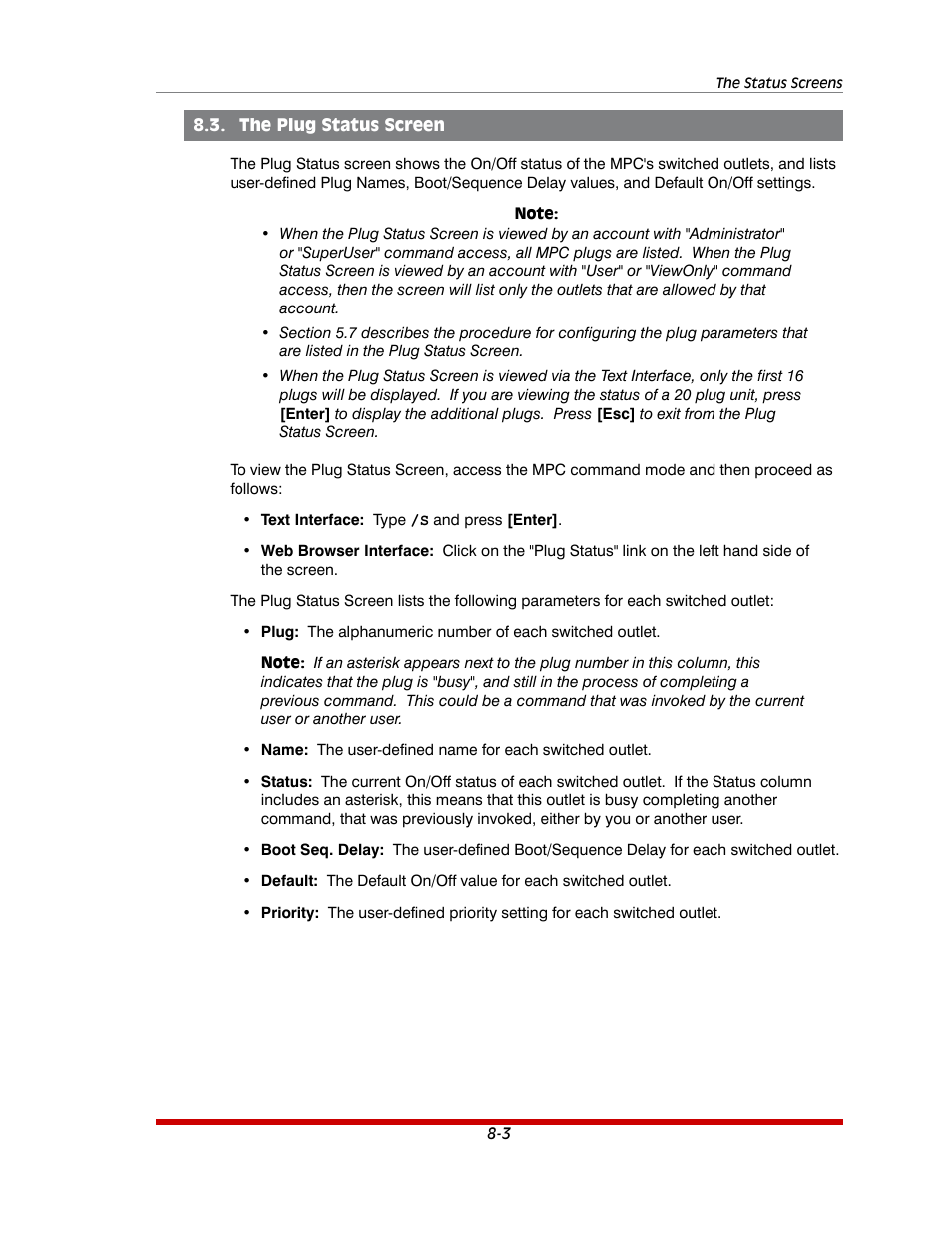 The plug status screen -3 | Western Telematic MPC-20VS16-3 User Manual | Page 141 / 216
