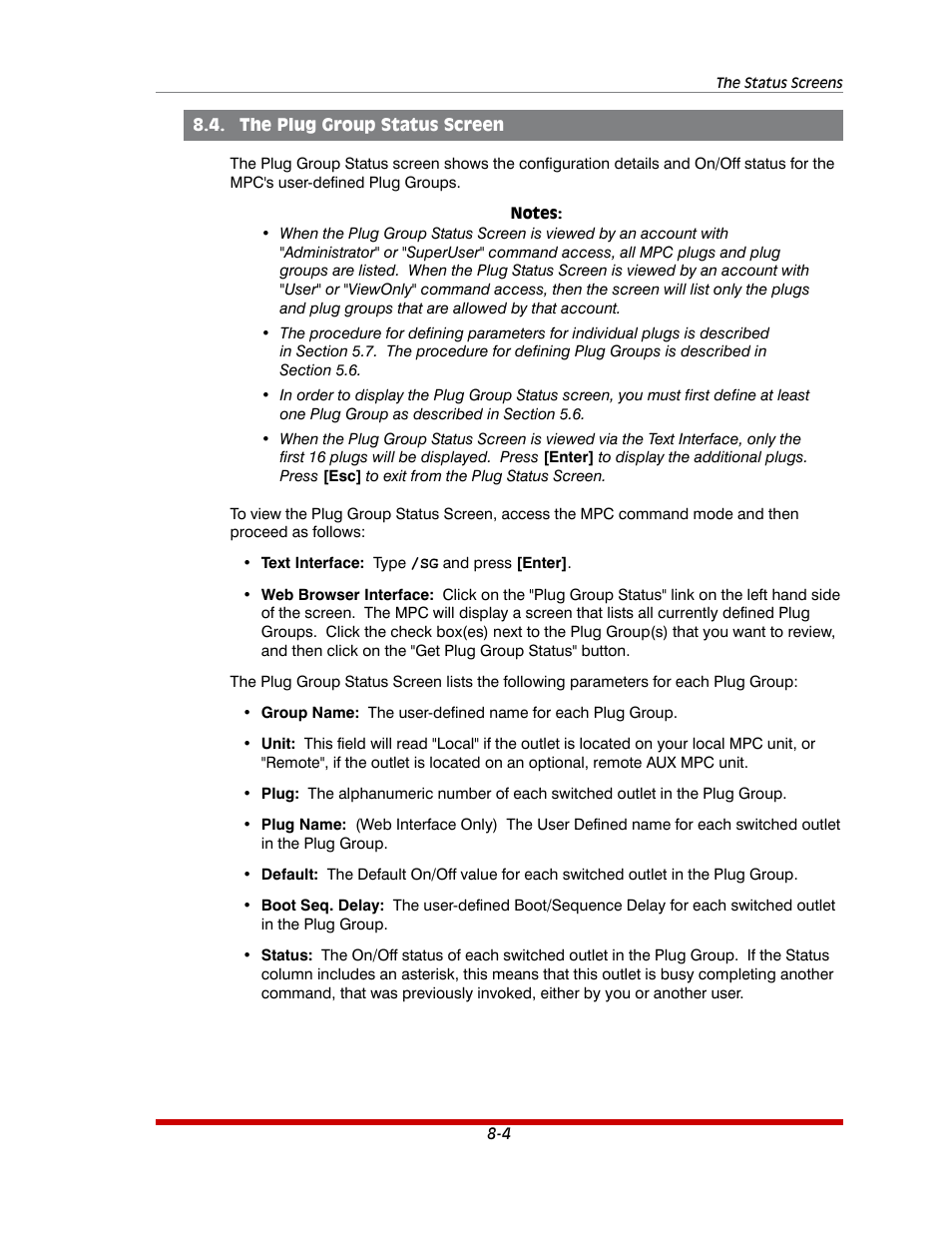 The plug group status screen -4 | Western Telematic MPC-20VS16-3 User Manual | Page 142 / 216