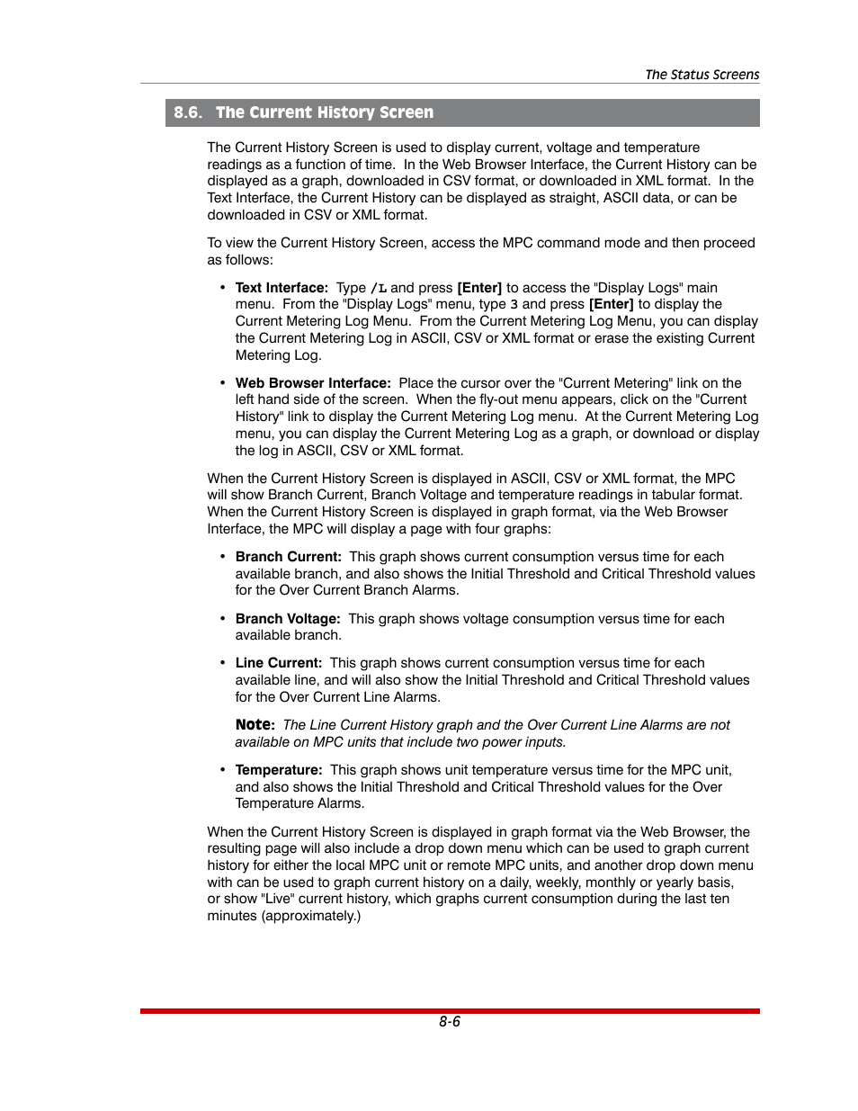 The current history screen -6 | Western Telematic MPC-20VS16-3 User Manual | Page 144 / 216