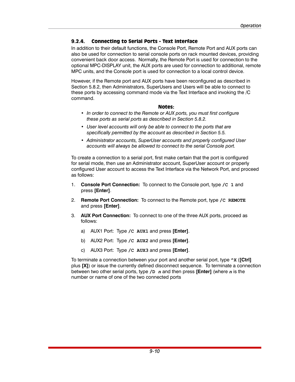Connecting to serial ports - text interface -10 | Western Telematic MPC-20VS16-3 User Manual | Page 157 / 216