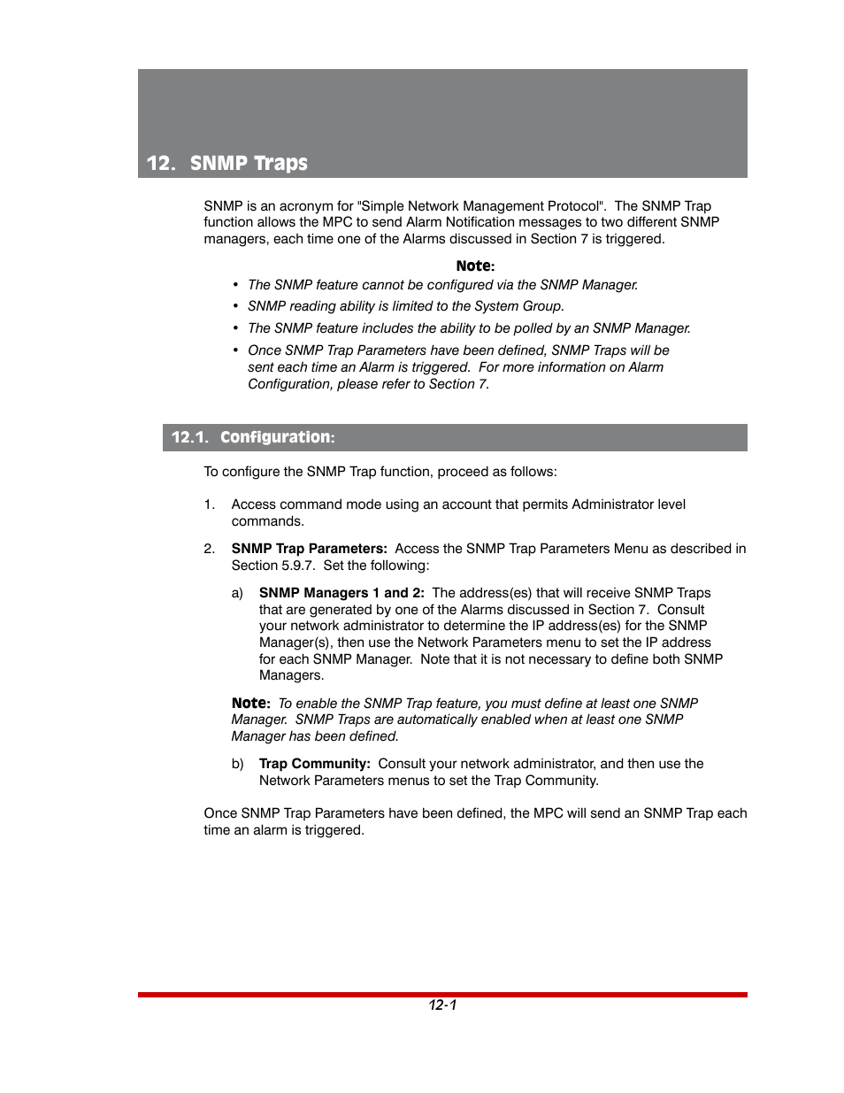 Snmp traps -1, Configuration: -1, Snmp traps | Western Telematic MPC-20VS16-3 User Manual | Page 163 / 216