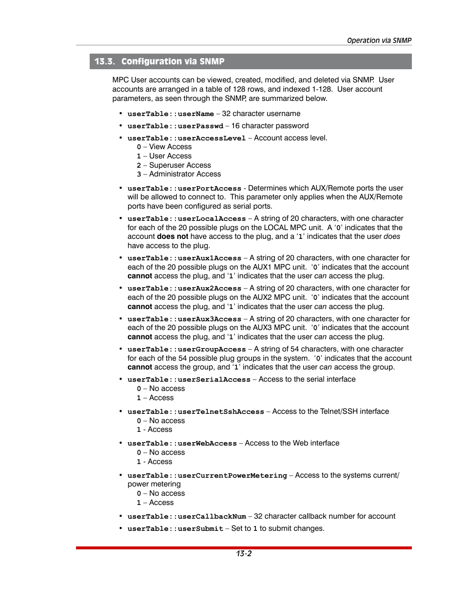 Configuration via snmp -2 | Western Telematic MPC-20VS16-3 User Manual | Page 166 / 216