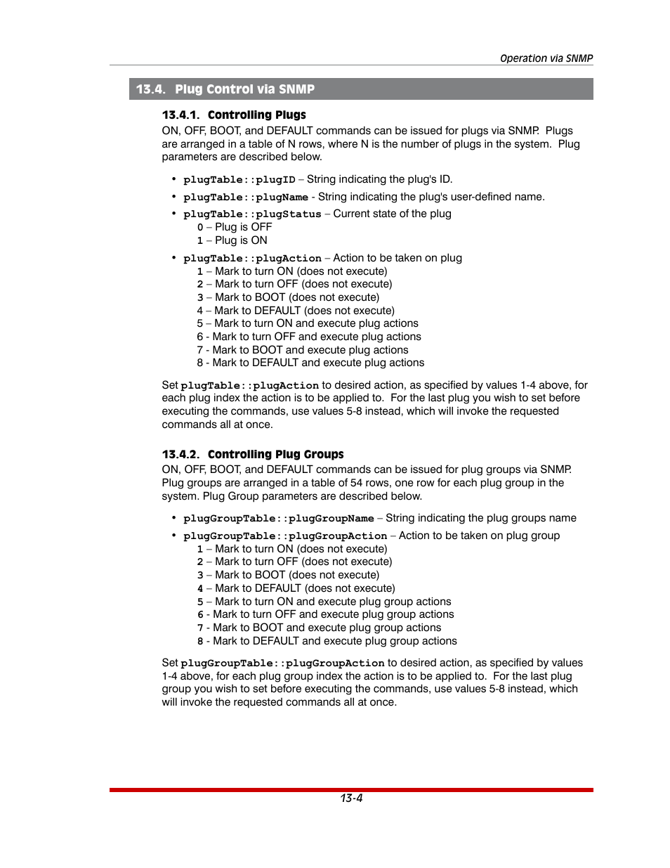 Plug control via snmp -4, Controlling plugs -4, Controlling plug groups -4 | Western Telematic MPC-20VS16-3 User Manual | Page 168 / 216