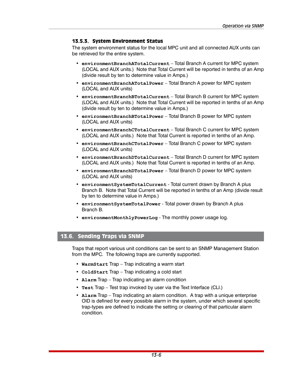 System environment status -6, Sending traps via snmp -6 | Western Telematic MPC-20VS16-3 User Manual | Page 170 / 216