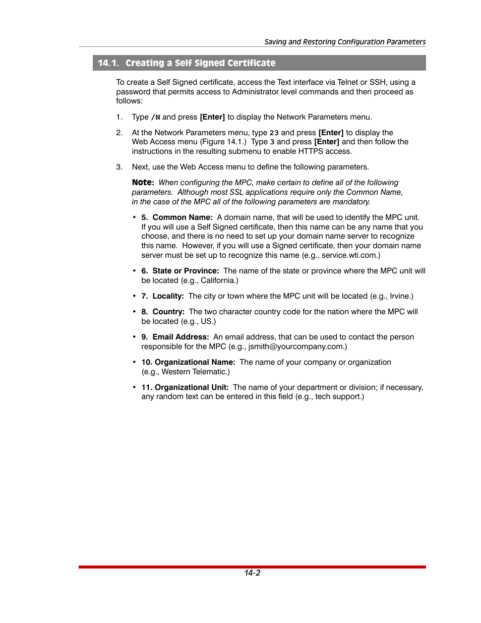 Creating a self signed certificate -2 | Western Telematic MPC-20VS16-3 User Manual | Page 172 / 216