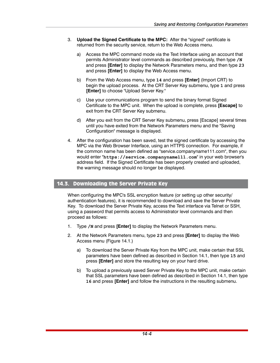 Downloading the server private key -4 | Western Telematic MPC-20VS16-3 User Manual | Page 174 / 216