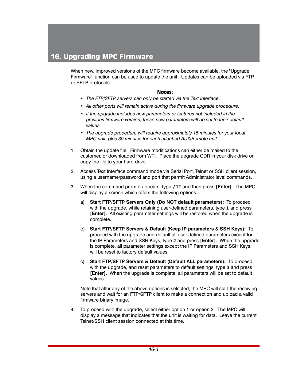 Upgrading mpc firmware -1, Upgrading mpc firmware | Western Telematic MPC-20VS16-3 User Manual | Page 178 / 216