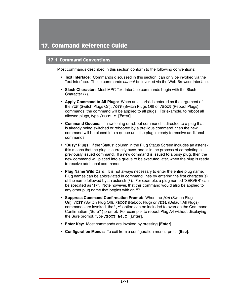 Command reference guide -1, Command conventions -1, Command reference guide | Western Telematic MPC-20VS16-3 User Manual | Page 180 / 216