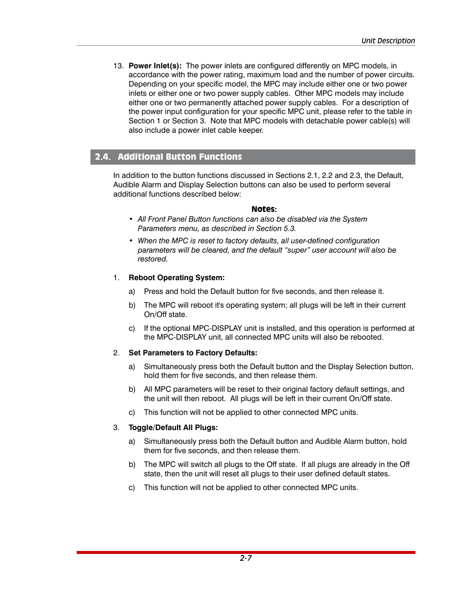 Additional button functions -7 | Western Telematic MPC-20VS16-3 User Manual | Page 19 / 216