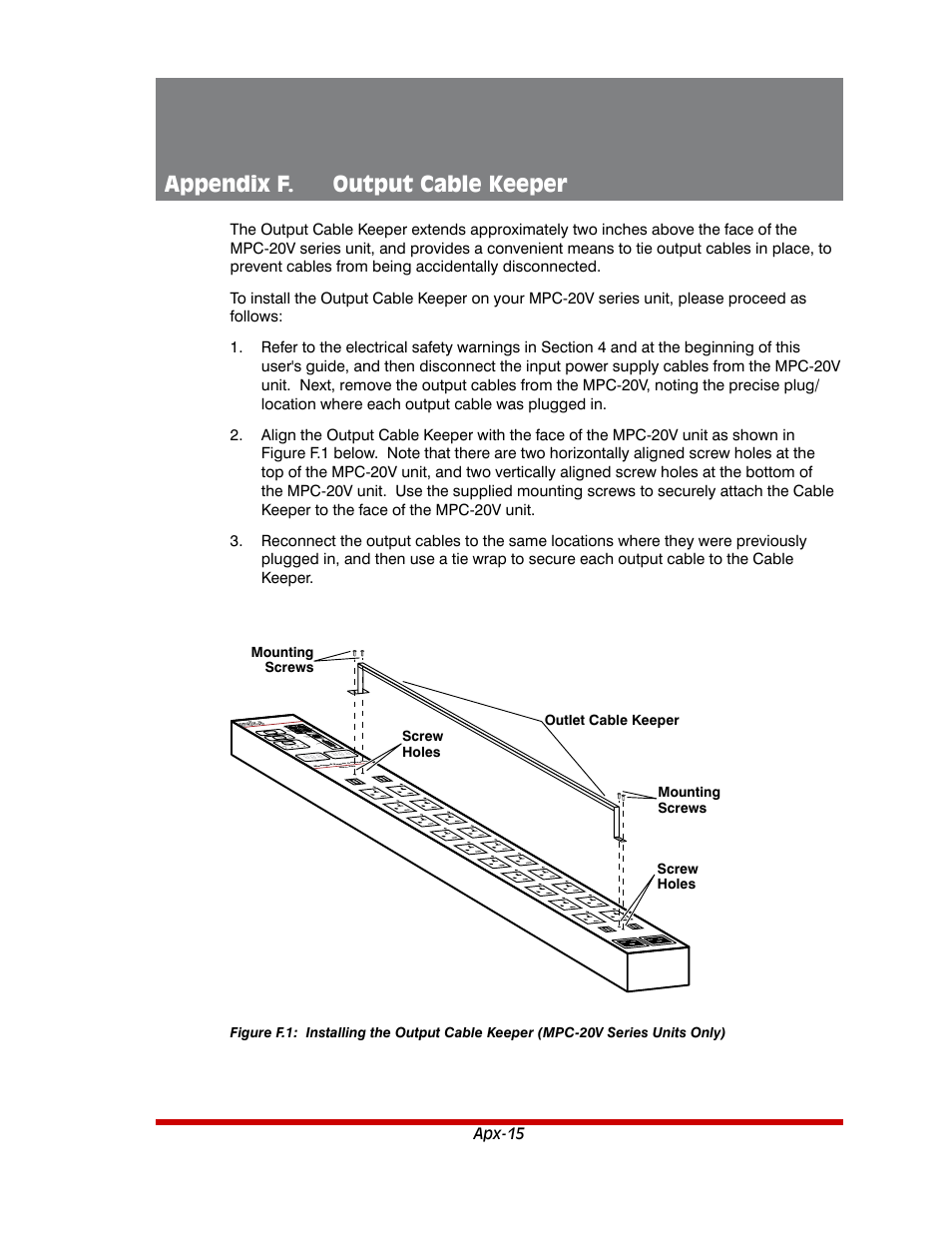 Appendix f. output cable keeper | Western Telematic MPC-20VS16-3 User Manual | Page 206 / 216