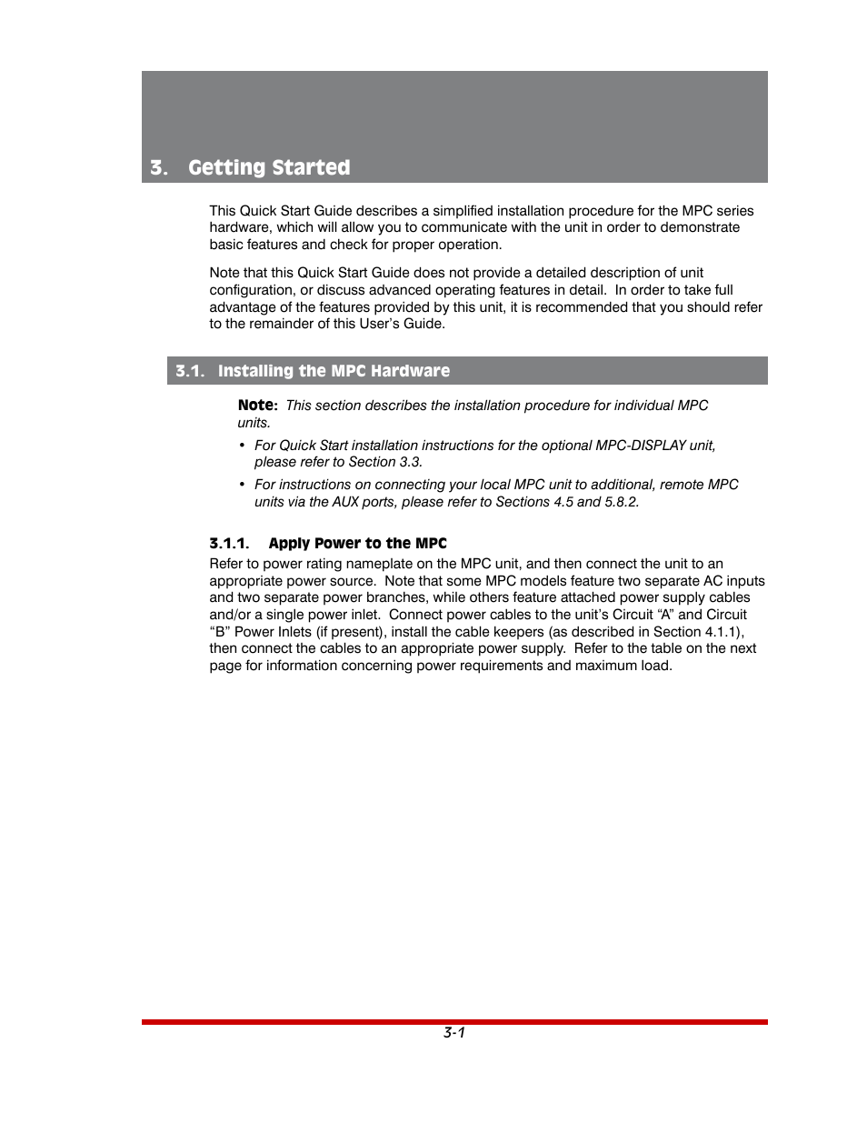 Getting started -1, Installing the mpc hardware -1, Apply power to the mpc -1 | Getting started | Western Telematic MPC-20VS16-3 User Manual | Page 21 / 216