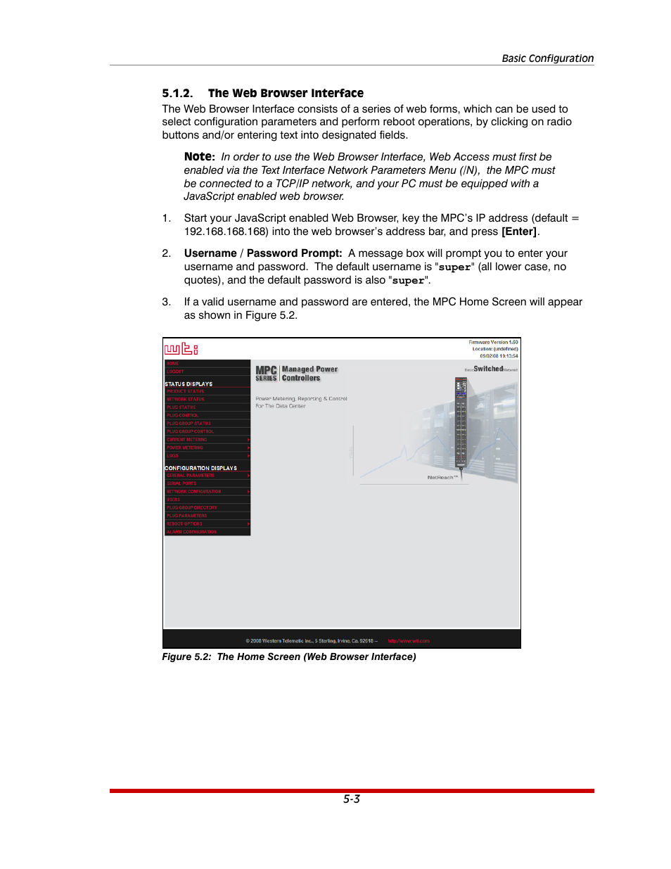 The web browser interface -3, The home screen (web browser interface) -3 | Western Telematic MPC-20VS16-3 User Manual | Page 34 / 216